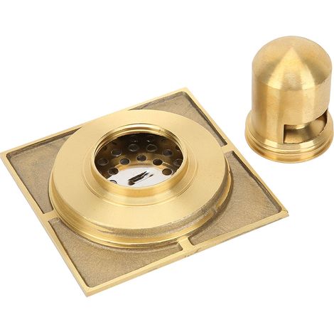 Antimikrobieller, verchromter Kupfer-Bodenablauf mit Doppelfilter für Badezimmer – Modell 10 x 10 cm + 1 Stück (1/5)