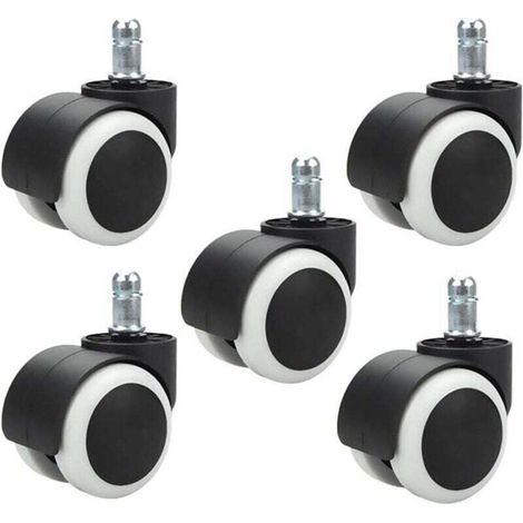5er-Pack Bürostuhlrollen (48 mm), Lenkrollen für Bürostühle, Ersatzrollen, Standardbefestigung 11 mm x 20 mm, kratzfest – Crezuo
