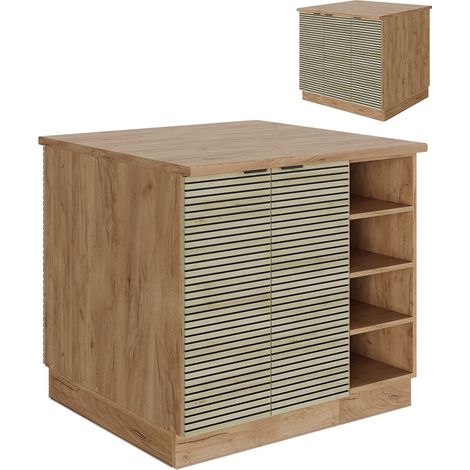 Isla de cocina Fame-Line, Panel de roble, 90 cm sin encimera, Vicco