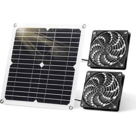 Kit de panneau solaire 12 W - Ventilateur d'échappement pour poulailler et serre - Dissipation de la chaleur (double ventilateur) (1/4)