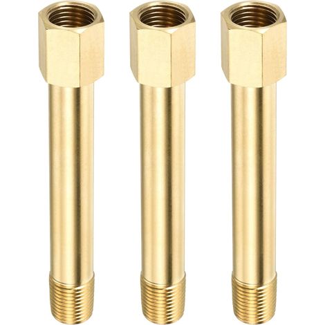 3 Paquet Rallonge Connecteur Tuyau Raccord - Laiton Hex Couplage, Convertisseur Adaptateur, Appliquer à Industriel Utilisation, (G1/4 Femelle G1/4 Mâle 100mm, Doré) (1/5)