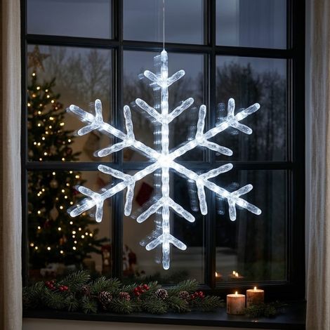 Cool White Battery Operated Snowflake Window Light (1/2)