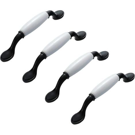 x Möbelgriffe im europäischen Stil aus Keramik, Küchenschrankgriffe aus Keramik und Aluminiumlegierung, 96 mm Schubladengriffe, mit Schrauben (1/4)