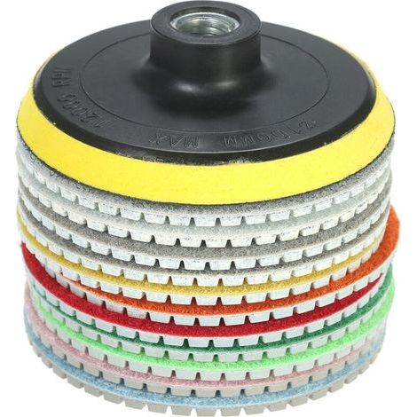 Disque diamant pour meuleuse 11 pièces 4 pouces – Tampons de polissage pour granit, marbre, béton – Grain 30/50 à 6000 – Épaisseur 3 mm (1/5)