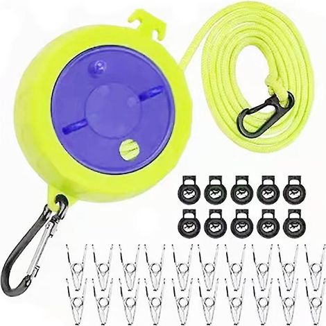Étendoir de voyage coupe-vent réglable avec 20 pinces à linge et 10 butées (1/5)