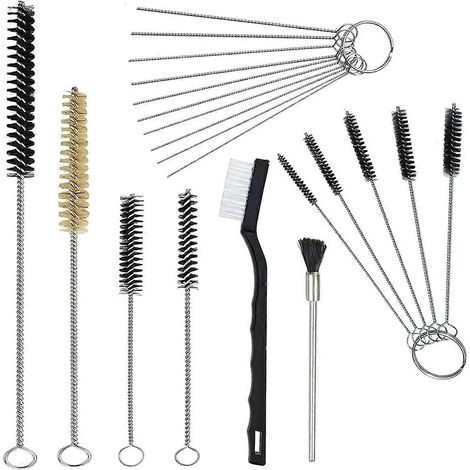 Kit de nettoyage pour pistolet à peinture 17 pièces, outil multifonction pour nettoyer les pinceaux, avec mini-brosses tubulaires en nylon et aiguilles - FFY (1/4)