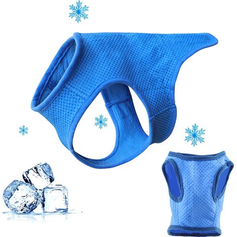 Gilet de Refroidissement pour Chien Veste Fraîcheur Manteau Anti-Coup de Chaleur Réglable pour Chiens Bleu Taille L (1/5)