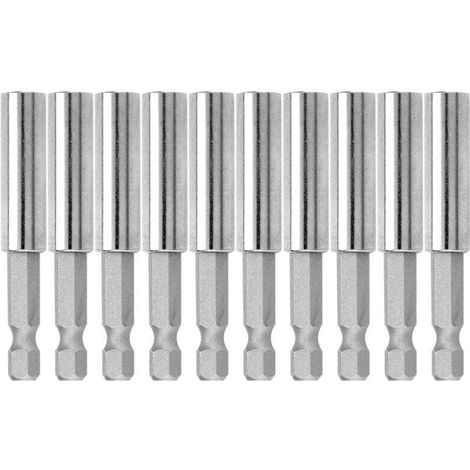 UlisemLot de 10 rallonges de porte-embouts de tournevis à tige hexagonale de 60 mm à dégagement rapide magnétique de 60 mm