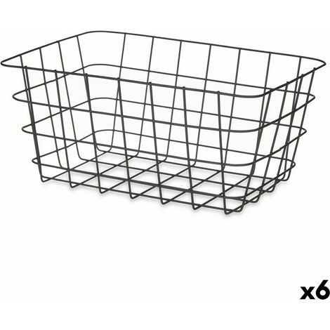 Mehrzweckkorb schwarz Metall 30,3 x 14 x 22,5 cm rechteckig (6 Stück) (1/2)