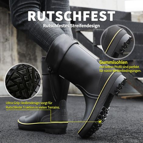 Bottes en caoutchouc pour hommes, bottes de pluie mi-hautes, imperméables et respirantes..