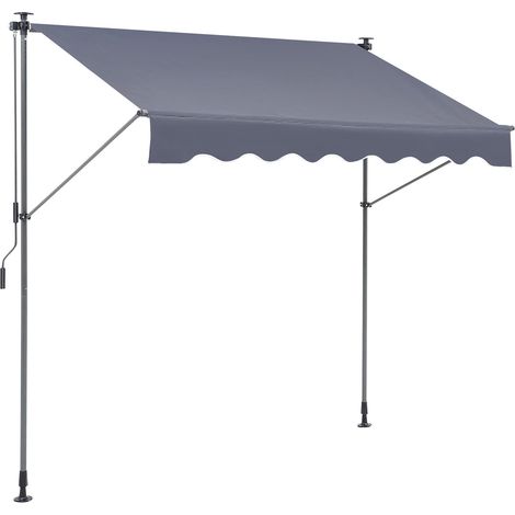 VEVOR Manual Retractable Awning, 118" Outdoor Retractable Patio Awning Sunshade Shelter, Adjustable Patio Door Window Awning Canopy with 39" Sun Shade Curtain for Backyard, Garden, Balcony (1/5)