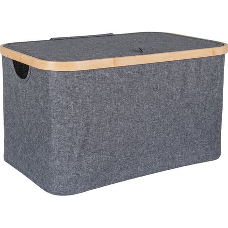 Cestino Noto in bambù e tessuto grigio scuro 45x30x25 cm