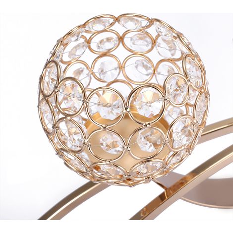 Bougeoir à trois bras en fer forgé, style classique européen, avec boule de cristal et arche, pour un dîner romantique aux chandelles (doré) (1/5)