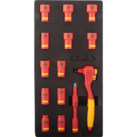 Insert cliquet et douilles isoles 3/8" (14 pcs)- OE 0820 - CLAS Equipements
