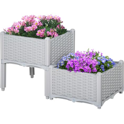 Set of Two RattanEffect Planters Grey (1/5)