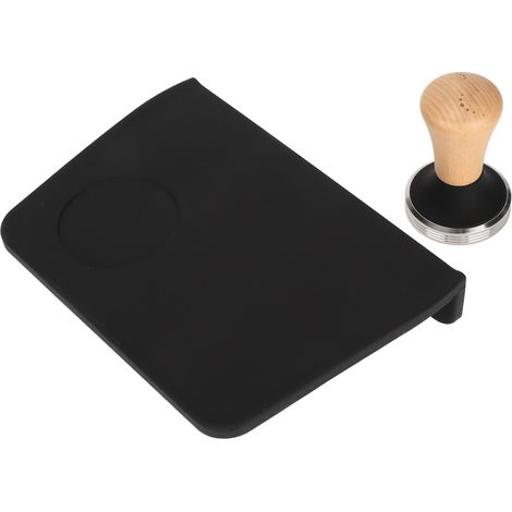 Tapis de Tassage Café Antidérapant avec Emplacement pour Tasseur 58mm Noir - Matériau Imperméable et Antipoussière