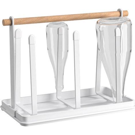Porte-Bouteilles, Égouttoir à Vaisselle pour 6 Bouteilles pour Tasses ou Mugs, De Séchage Support De Rangement pour Gobelet,Blanc (1/3)