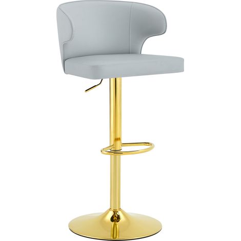 Set 2 sgabelli da bar regolabili girevoli 360° in PU grigio chiaro con schienale MODENUIT (1/5)