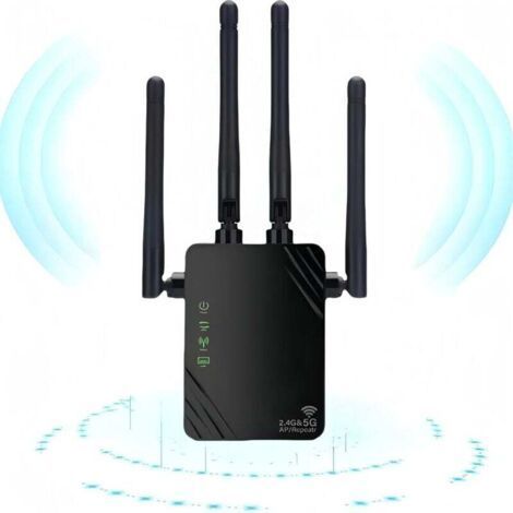 WiFi Repeater, 2024 New WiFi Amplifier, 1200mbps WiFi Booster, Dual Band 5GHz and 2.4GHz WiFi Booster, Repeater/Router/AP Mode, 4 Antennas, Ideal for Home and Office (1/5)