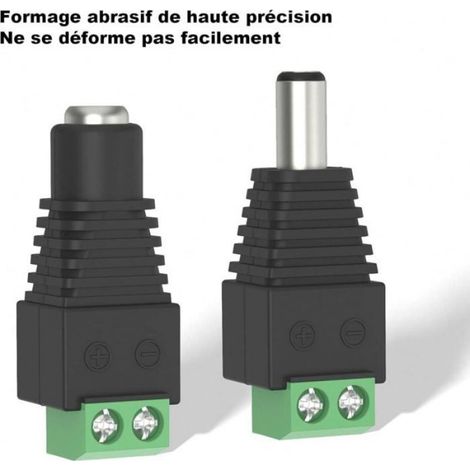 Connecteur Dc - 5.5 Mm X 2.1 Mm - Mâle Et Femelle - Pour Caméras De Vidéosurveillance Et Systèmes De Sécurité - Lot De 10 (1/4)