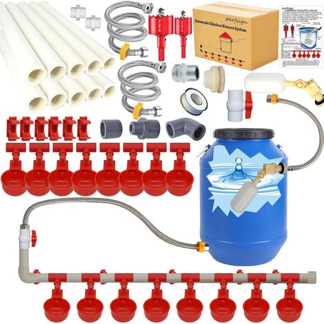 Ensemble complet de tuyaux alimentation automatique de la tétine de poulet tasse d'eau en PVC trois voies accessoires pipe Feeder distributeur d'eau de volaille (1/4)