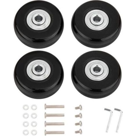 PA Kofferrollen Außendurchmesser 45 x 18 mm, 4 Stück Gummi-Ersatzrollen Räder Ersatzteile Reparaturset für Koffer, Gepäcktrolleys, Kinderwagen (1/4)