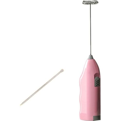 Mousseur à Lait Électrique Mini Gadgets Cuisine Acier Inoxydable Cappuccino Chocolat Crémeux Rose (1/4)