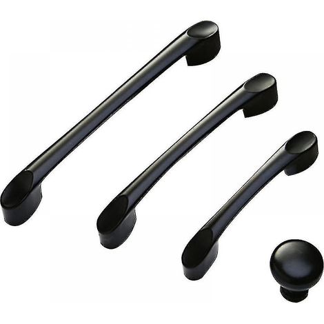 Lot de 8 boutons de porte noirs en forme de T pour meubles de cuisine et de salle de bain