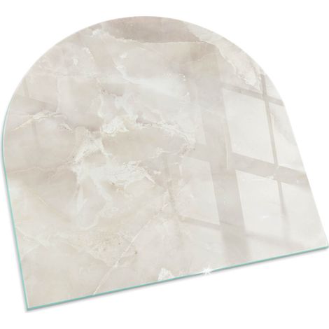Plaque Carrée de sol pour cheminée en verre trempé avec impression Motif marbre naturel 100x100 cm (1/5)