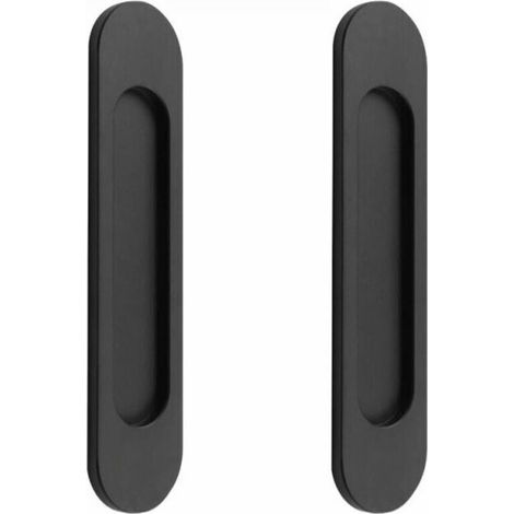 2Pcs Matte Black Aluminum Alloy Self-Adhesive Oval Sliding Door Handles No Drilling for Sliding Doors and Windows Cabinets (148cm). (1/5)