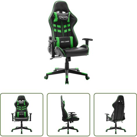 vidaXL Gamingstuhl mit Rückenlehne -  Gaming-Stuhl Schwarz und Grün Kunstleder (1/5)