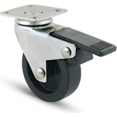 Ruota AVO 220BIS 50x18 rivestimento in gomma nucleo plastica girevole con freno (1/2)