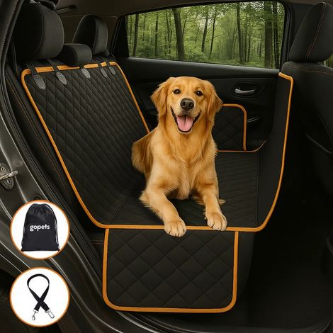 Couverture pour chien Pets Backseat Dog Blanket – Panier pour chien – Housse de bagage – avec laisse – Orange – 137 x 147 cm (1/5)