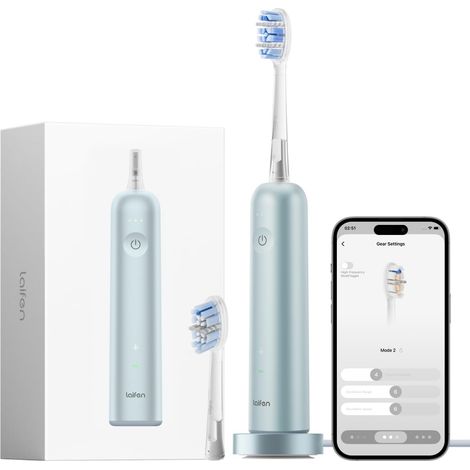 Brosse à Dents Électrique Sonique, Auton. 70 Jrs, Alu Bleu Oscillation 60°, Autonomie 45 Jours, Réduction Plaque, 66 660 Vib/Min. (1/5)