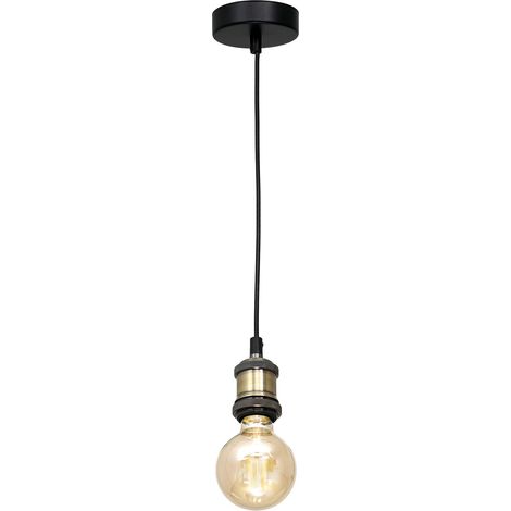 Lámpara colgante industrial negra con elemento de latón 1xE27 60W EDISON Milagro (1/5)