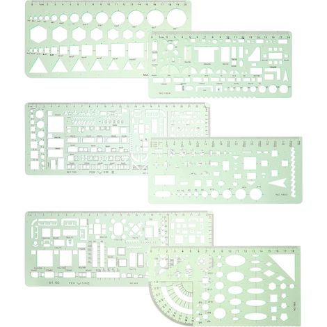 Kit de règles géométriques en plastique, règle mesure gabarit forme (1/5)