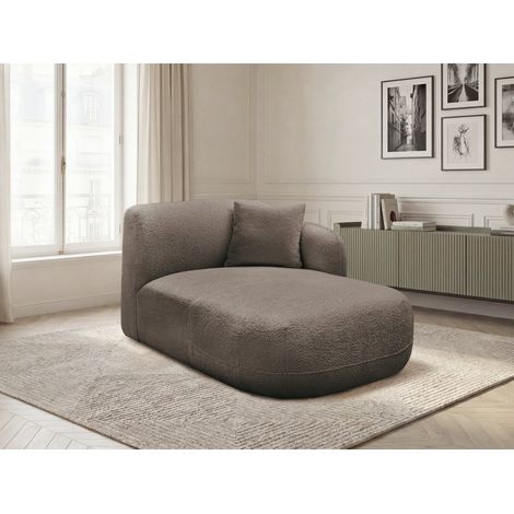 BOBOCHIC - Méridienne avec accoudoir pour canapé modulable ANDA tissu chenille Angle droit Taupe