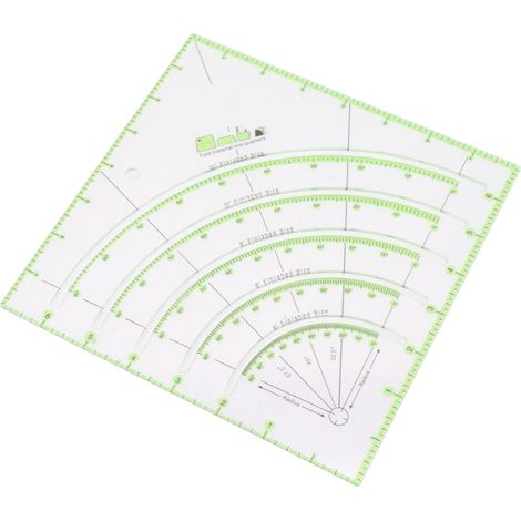 Règle acrylique transparente 8 pouces pour patchwork couture multifonction arcs éventails découpe cercles technique quilting (1/5)