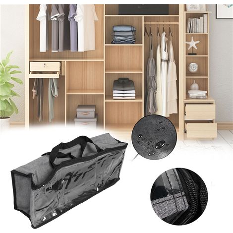 Sac de rangement en PVC gris, anti-poussière, avec fermeture éclair et poignées, idéal pour la maison et les voyages. Couleur : gris. (1/5)