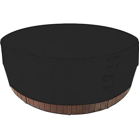 MINKUROW Copertura per Vasca Idromassaggio Rotonda 190t Copertura in Tessuto Argento Impermeabile 190 x 90cm per Giardino - Nero (1/5)