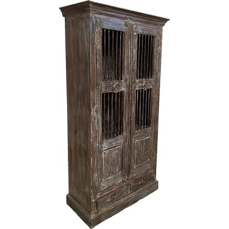 Armario de madera acabado artesanal marrón 97x38x182h cm (1/5)