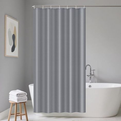 Rideau de douche - 100x200 cm - Polyester - Imperméable - Anti-moisissure - Salle de bain - Gris clair