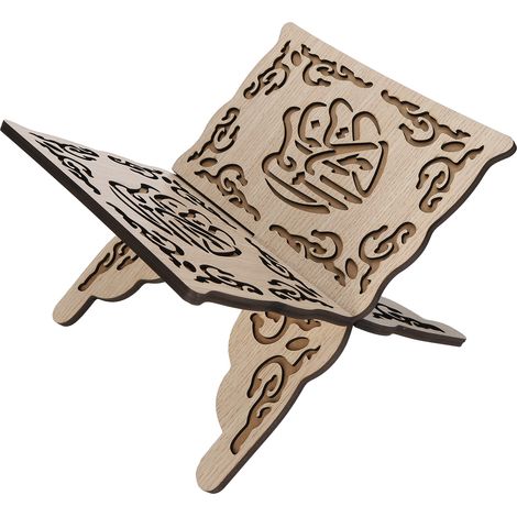 Support pliable vintage pour Coran, en bois sculpté, organisateur de livres de prières musulmans, étagère pliable (1/5)