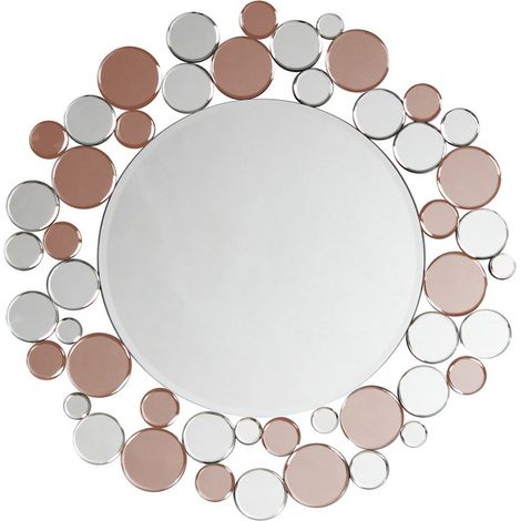 Specchio da parete Bubble tondo in argento e rosé (1/3)