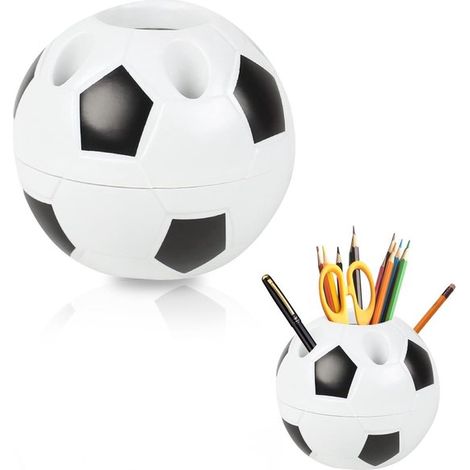 Portapenne a forma di pallone da calcio con 6 fori, organizer da scrivania in plastica, per ufficio, casa e scuola, regalo perfetto per il primogenito (1/5)