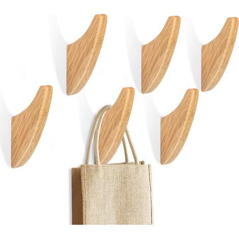 4 patères murales en bois vintage, porte-manteau multifonction pour salle de bain (1/2)