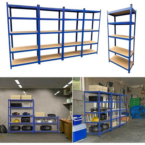 Rayonnage lourd 875 kg – 5 étagères ajustables 180 x 90 x 40 cm – Acier et MDF – Charge maximale 175 kg par niveau – Day Plus (1/5)