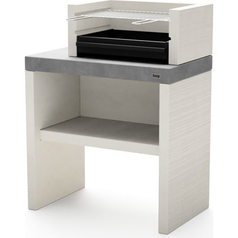 TUOZI - Barbacoa de Obra para Carbón Modelo PLAN 1 (Gris/Blanco - 78 x 47 x 102 cm) REF: 8025 - Uso en Exteriores (1/3)