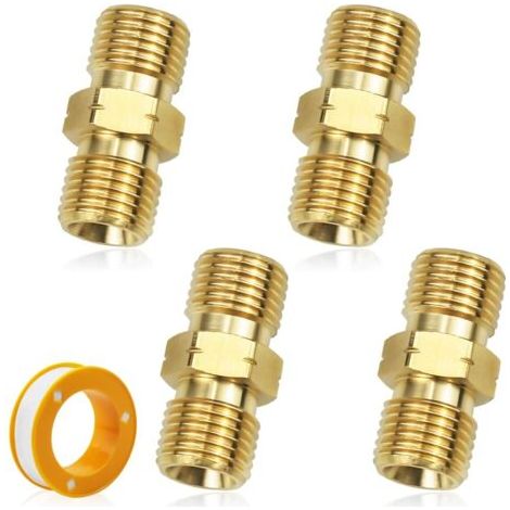 4 Pièces Raccords de Tuyau de Gaz en Laiton 1/4 Pouce, Adaptateur Raccord Gaz Propane, Double Mâle 1/4 Pouce, Connecteur pour Raccord Gaz, Plomberie, Climatisation et Panneaux Solaires (1/5)