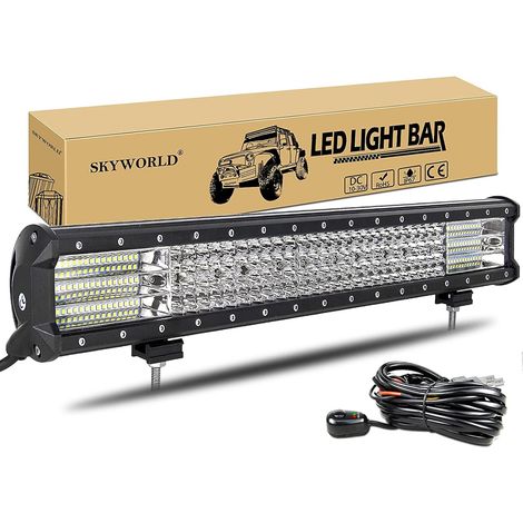59 cm 570W Barre de Led 4x4 avec 12V Faisceau de Câblage Kit 23 Pouces Straight Led Light Bar, Barre Lumineuse Etanche pour Offroad Véhicules Voiture Camion SUV ATV, Feu Antibrouillard (1/5)